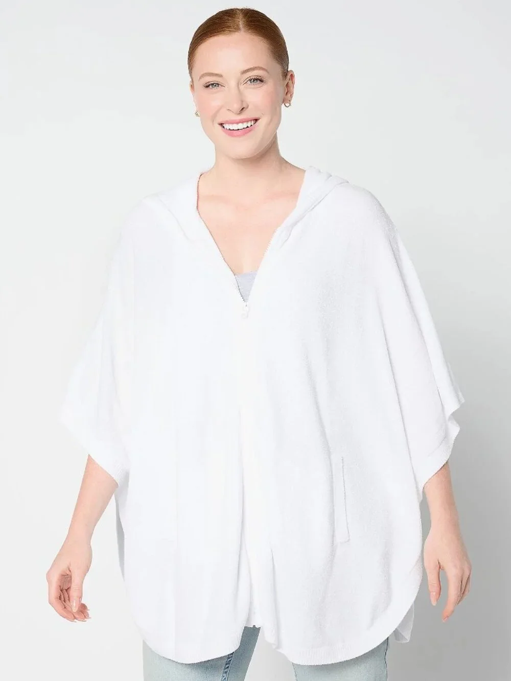 NWT BAREFOOT DREAMS CozyChic Ultra Lite Shirt Tail Poncho Sea Salt OS